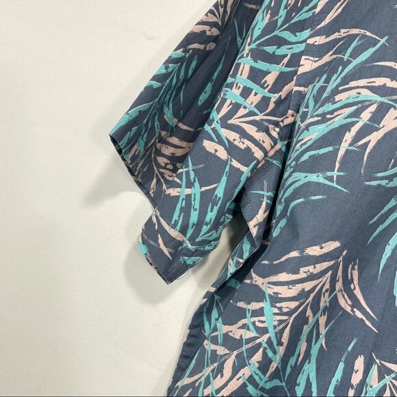 IKE Behar Blue and Cream Sunset Print Button Top - Picture 11 of 14